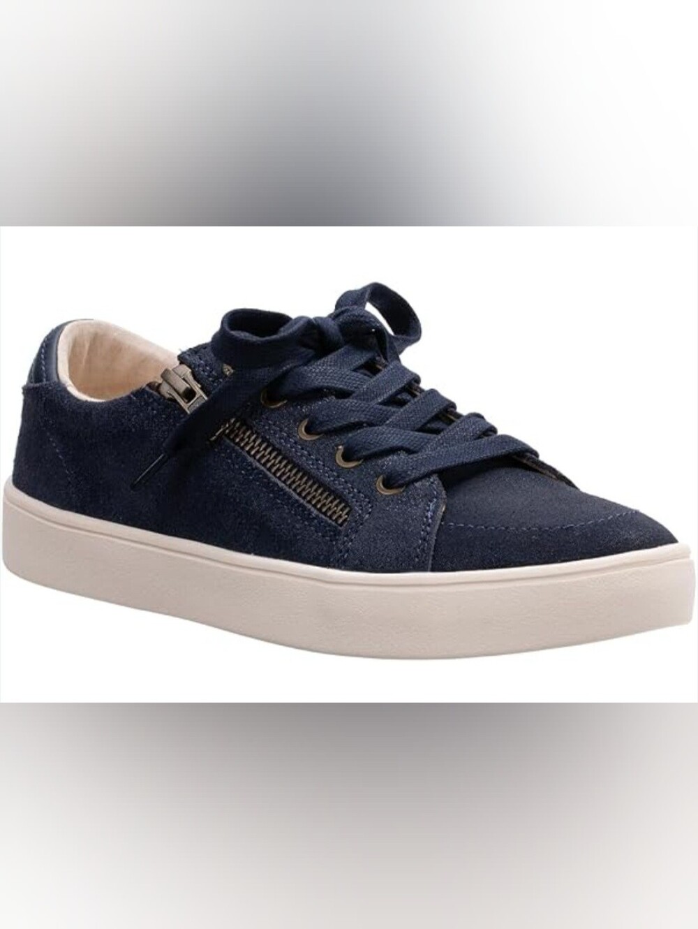 REVITALIGN Navy Lace-Up Sneaker with Side Zipper